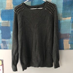 F21 Knit Sweater with Spiked Shoulders